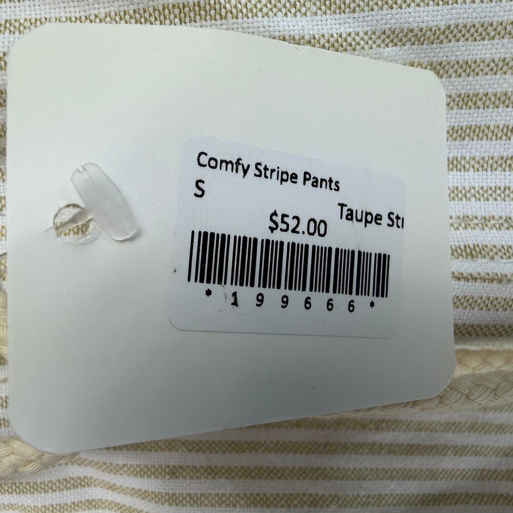NWT Brass & Roe Wide Leg Pants Womens Size S Tan White Striped Drawstring $52 - Picture 5 of 9